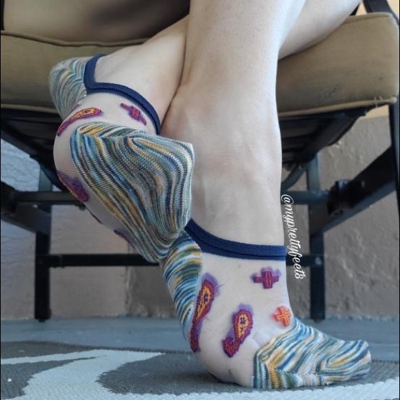 Blue No Show Sheer Socks - Picture 2 of 5